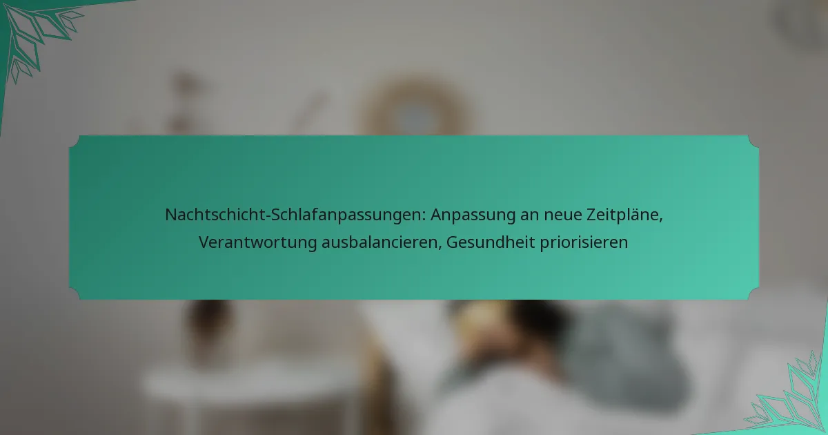 Nachtschicht-Schlafanpassungen: Anpassung an neue Zeitpläne, Verantwortung ausbalancieren, Gesundheit priorisieren