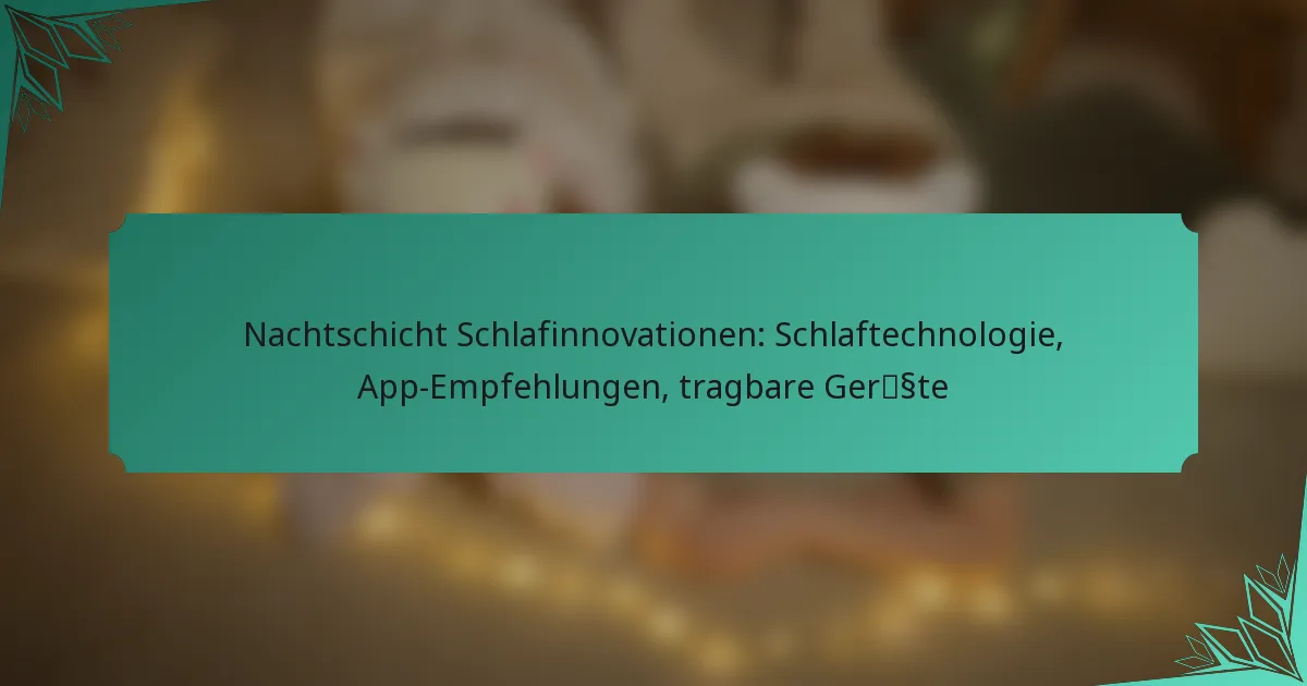 Nachtschicht Schlafinnovationen: Schlaftechnologie, App-Empfehlungen, tragbare Geräte